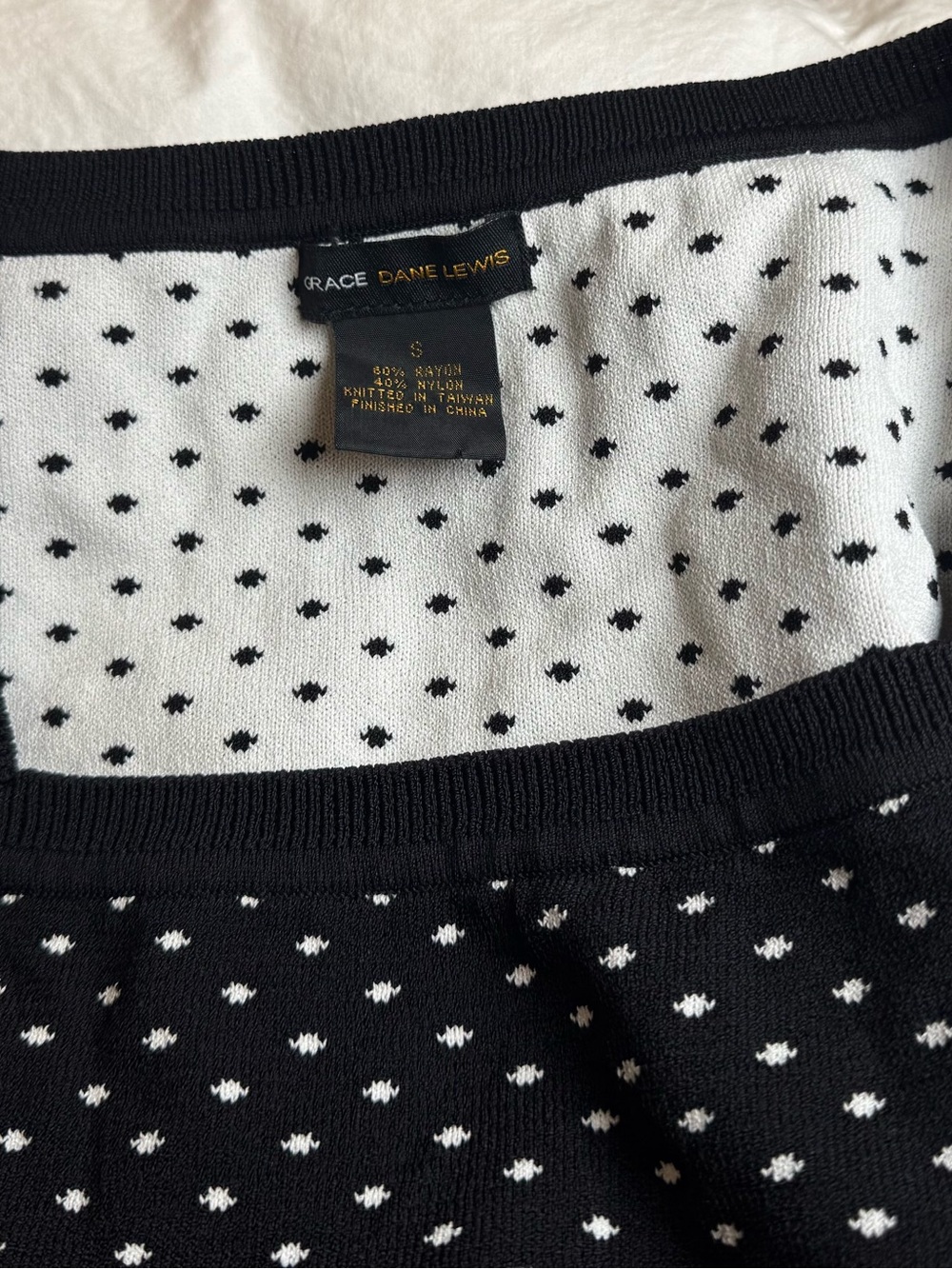 Grace Dane Lewis Black and White Polka Dot Knit Tank Top - Picture 3 of 4